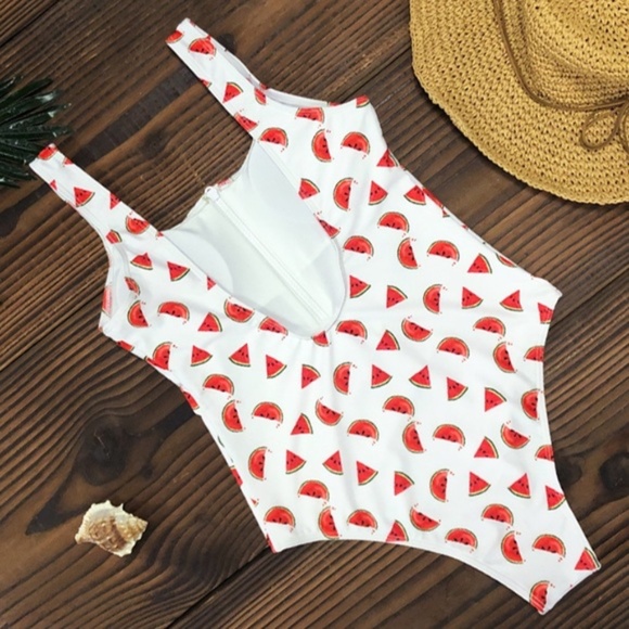 CLEARANCE White Watermelon Zipper One Piece Swimsuit - Picture 3 of 3
